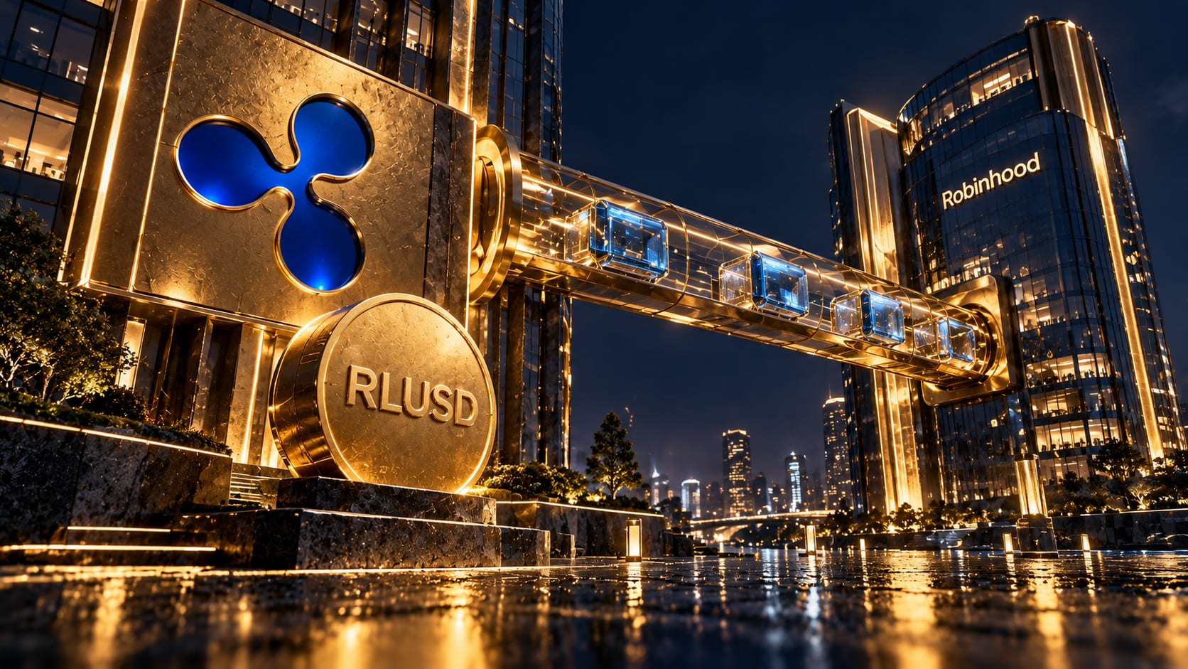 Ripple与Robinhood合作,涵盖RLUSD、财资管理及机构融资 — 原创概念插图