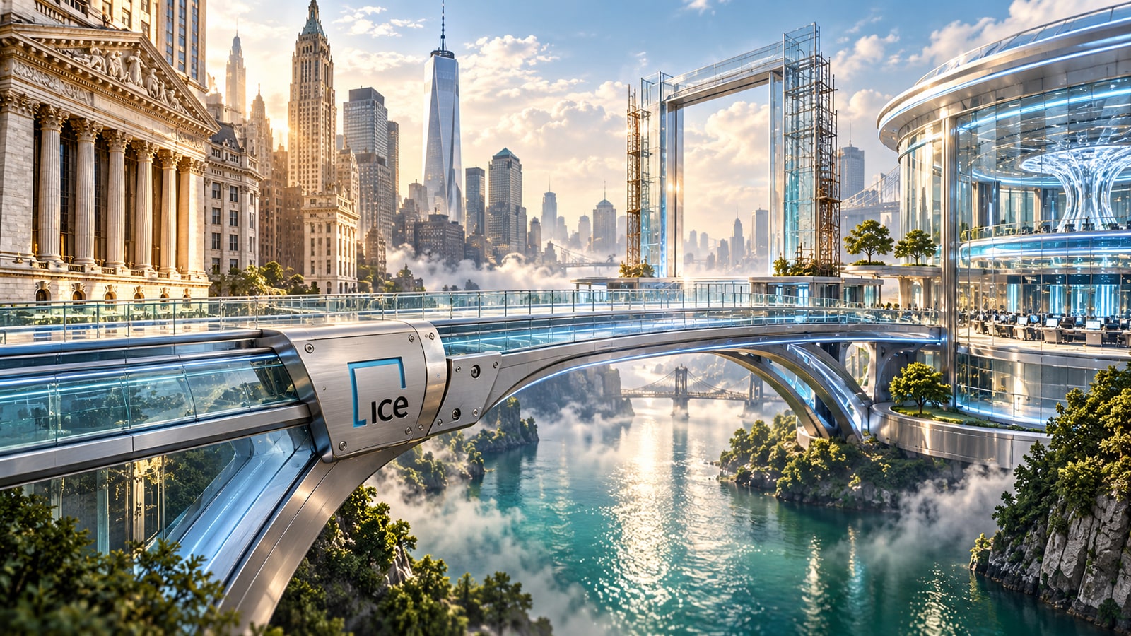 ICE y Trade[XYZ] preparan mercados estadounidenses de futuros perpetuos basados en Hyperliquid — ilustración conceptual original